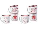 Ver imagem 3 de Conjunto Bule Esmaltado Vermelho 1700ml e 6 Canecas Estampa Natal 150ml - Yangzi