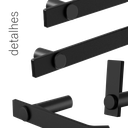 Ver imagem 3 de Kit Acessório de Banheiro Preto Fosco 4 Peças Grego Metal 2050pm