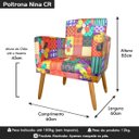 Ver imagem 6 de Poltrona Decorativa Nina Pés Palito PatchWork Retalhos Rodapé