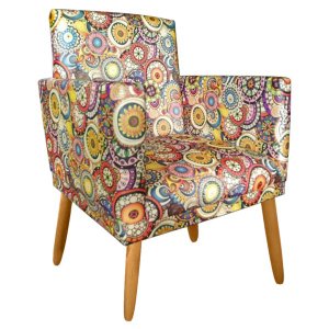 Poltrona Estampada Nina Mosaico para Costura Rodapé