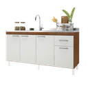 Ver imagem 3 de Balcão de Cozinha para Pia de 160cm Sem Tampo Suiça Fidelitá Com 4 Portas 1 Gaveta