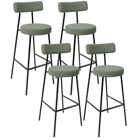 Kit 04 Banquetas Alta Bar Cozinha Sala De Jantar Estrutura Em Aço Milão L02 Bouclê Oliva - Lyam Deco