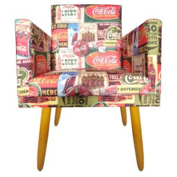 Poltrona Estampada para Bar Chopperia Restaurante Nina Rodapé Coca Cola - 2
