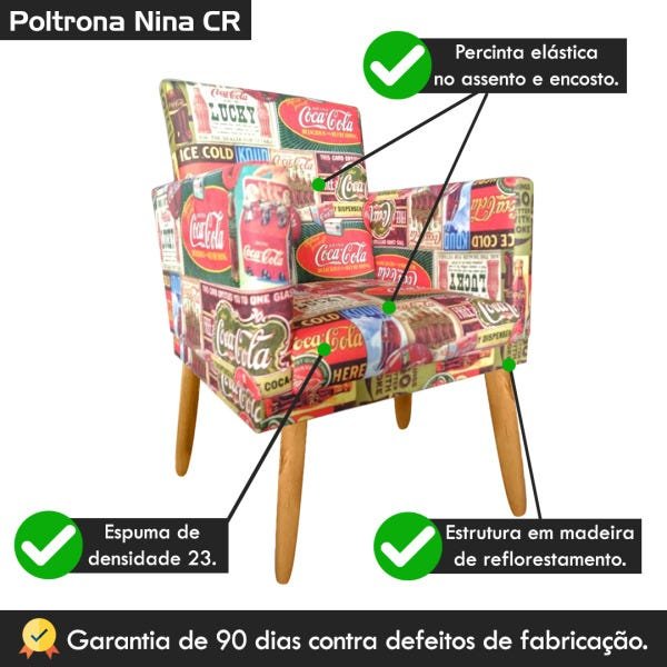 Poltrona Nina para Sala de Estar Rodapé Coca Cola - 5