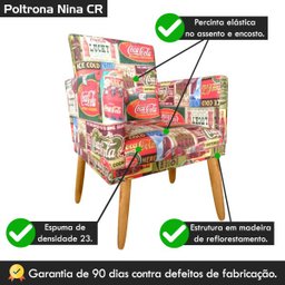 Poltrona Decorativa Nina Pés Retrô Rodapé Coca Cola - 5