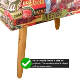 Poltrona Decorativa Nina Pés Retrô Rodapé Coca Cola - 4