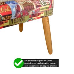 Poltrona Decorativa Nina Pés Retrô Rodapé Coca Cola - 3