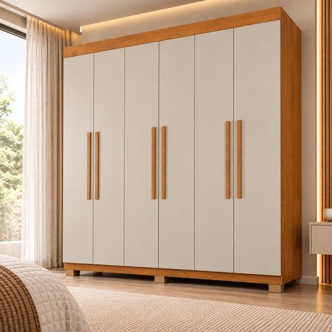 Guarda-Roupa Casal 6 Portas 2 Gavetas MDF Miami Yescasa
