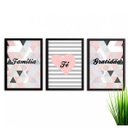 Ver imagem 1 de Kit de Quadros Decorativos 3 Peças Família Fé Gratidão Los Quadros
