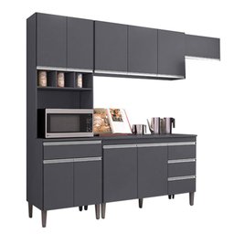 Cozinha com Balcão e Tampo 120 cm Andréia Cinza Fosco - AJL - 1