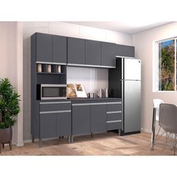 Cozinha com Balcão e Tampo 120 cm Andréia Cinza Fosco - AJL - 2