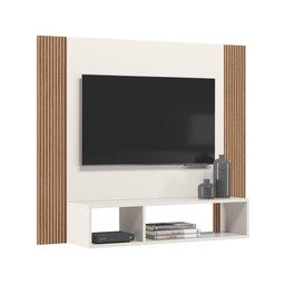 Painel Tv até 40" com Nicho Multimóveis Cr45229 Off White/ripado Madeira - 5