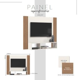 Painel Tv até 40" com Nicho Multimóveis Cr45229 Off White/ripado Madeira - 3