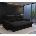 Ver imagem 1 de Sofá com Chaise Firenze 3 Lugares Retrátil e Reclinável 210cm Preto Cia Lar Móveis