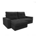 Ver imagem 3 de Sofá com Chaise Firenze 3 Lugares Retrátil e Reclinável 210cm Preto Cia Lar Móveis