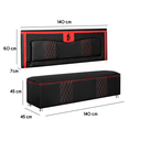 Ver imagem 4 de Kit Quarto Gamer Baú e Painel Fighter Usb 140cm Cama de Casal:preto e Vermelho