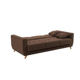 Sofá Cama Casal Reclinável com Baú Pamela - Veludo Turkey Chocolate - 2