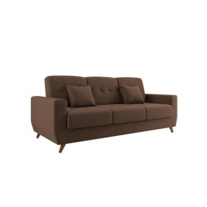 Sofá Cama Casal Reclinável com Baú Pamela - Veludo Turkey Chocolate