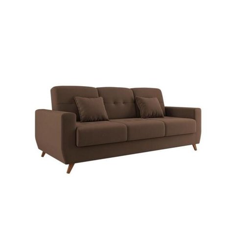 Sofá Cama Casal Reclinável com Baú Pamela - Veludo Turkey Chocolate