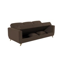 Sofá Cama Casal Reclinável com Baú Pamela - Veludo Turkey Chocolate - 3