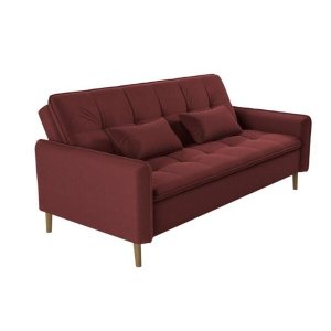 Sofá Cama Casal Reclinável Donna - Veludo Vinho