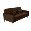 Ver imagem 2 de Sofá Cama Casal Reclinável Donna - Veludo Turkey Chocolate