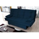 Ver imagem 4 de Sofá Cama Casal Reclinável Esmeralda - Veludo Azul Marinho