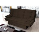 Ver imagem 3 de Sofá Cama Casal Reclinável Esmeralda - Veludo Marrom Escuro