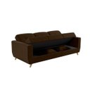 Ver imagem 3 de Sofá Cama Casal Reclinável com Baú Pamela - Veludo Marrom Escuro
