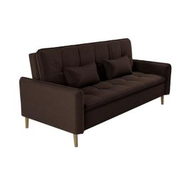 Sofá Cama Casal Reclinável Donna - Veludo Marrom Escuro - 1