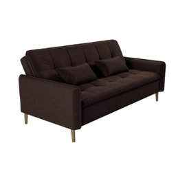 Sofá Cama Casal Reclinável Donna - Veludo Marrom Escuro - 2