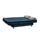 Ver imagem 3 de Sofá Cama Casal Reclinável Maria - Veludo Azul Marinho Almofada 422