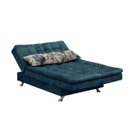 Ver imagem 5 de Sofá Cama Casal Reclinável Maria - Veludo Azul Marinho Almofada 422