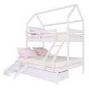 Ver imagem 2 de Beliche Casinha Casal/solteiro Slim Rb com 02 Gavetas e Mini Escada/escorregador Madeira Maciça