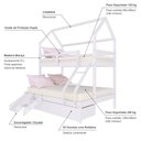 Ver imagem 3 de Beliche Casinha Casal/solteiro Slim Rb com 02 Gavetas e Mini Escada/escorregador Madeira Maciça