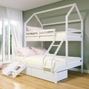 Ver imagem 1 de Beliche Casinha Casal/solteiro Slim Rb com 02 Gavetas e Mini Escada/escorregador Madeira Maciça