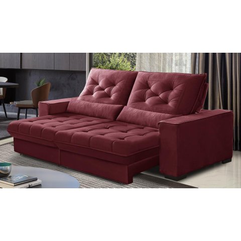 Sofá Retrátil e Reclinável 2,70m Suede Juliette Vinho