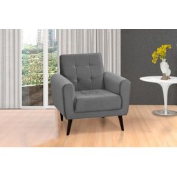 Poltrona Decorativa Pés de Madeira Livia - Veludo Chumbo - 1