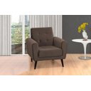 Ver imagem 1 de Poltrona Decorativa Pés de Madeira Livia - Veludo Marrom escuro