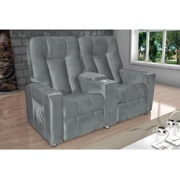 Poltrona do papai Reclinável Dupla Jetta - Veludo Chumbo - 5