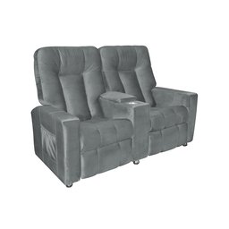 Poltrona do papai Reclinável Dupla Jetta - Veludo Chumbo - 1