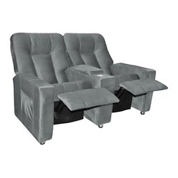 Poltrona do papai Reclinável Dupla Jetta - Veludo Chumbo - 3