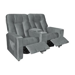 Poltrona do papai Reclinável Dupla Jetta - Veludo Chumbo - 2