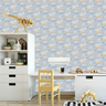 Papel de Parede Adesivo Dinossauro Fundo de Bolinha Azul 6m - 4