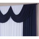 Ver imagem 3 de Cortina Paris 3,00 X 2,80 Sala Quarto Decoração com Bando Malha Gel Branco e Azul Marinho