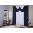 Ver imagem 1 de Cortina Paris 3,00 X 2,80 Sala Quarto Decoração com Bando Malha Gel Branco e Azul Marinho