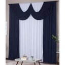 Ver imagem 2 de Cortina Paris 3,00 X 2,80 Sala Quarto Decoração com Bando Malha Gel Branco e Azul Marinho