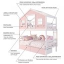 Ver imagem 4 de Beliche Infantil Casinha Dos Sonhos com Varanda 2 Gavetas Madeira Maciça Rosa- Branco