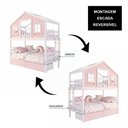 Ver imagem 2 de Beliche Infantil Casinha Dos Sonhos com Varanda 2 Gavetas Madeira Maciça Rosa- Branco