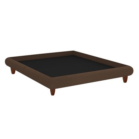 Cama Casal Japonesa 156cm Pés Madeira Haru Veludo Marrom - Sallar Home